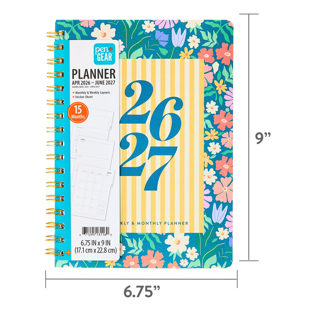 Pen+Gear 15-Month Monthly/Weekly Planner, 6.75" x 9", Multicolor Floral, April 2026-June 2027 - Image 6