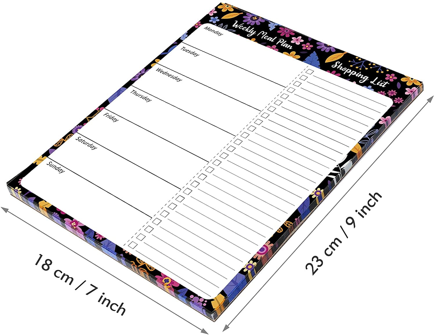 Weekly Meal Planner and Grocery List Pad - 50 Weeks Magnetic Menu Planning, 7" x 9" - Black - Image 2