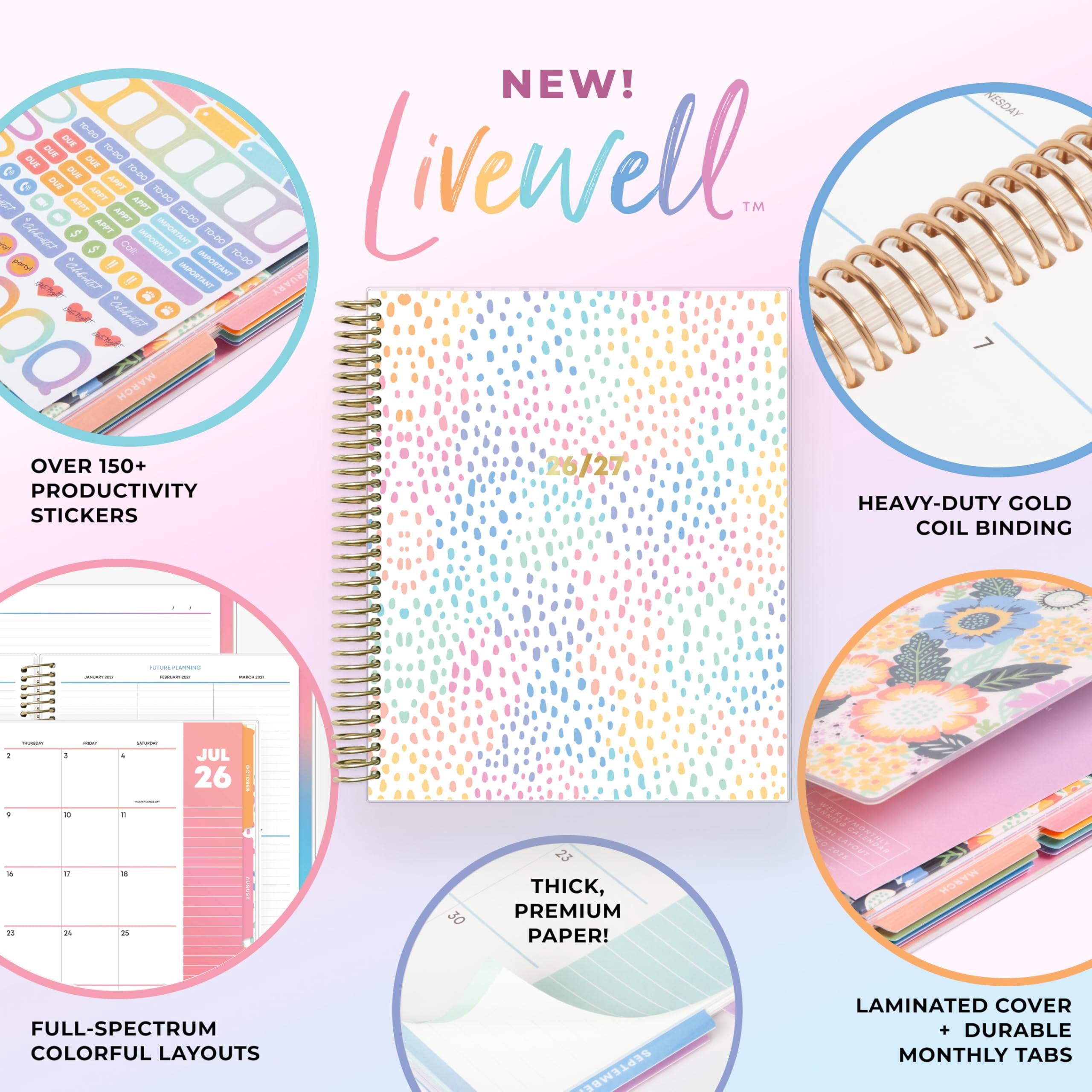 Blue Sky Livewell 2026-2027 Weekly and Monthly Academic Year Planner Calendar, July 2026 - June 2027, 7" x 9", Flexible Cover, Wirebound, Co - Image 5