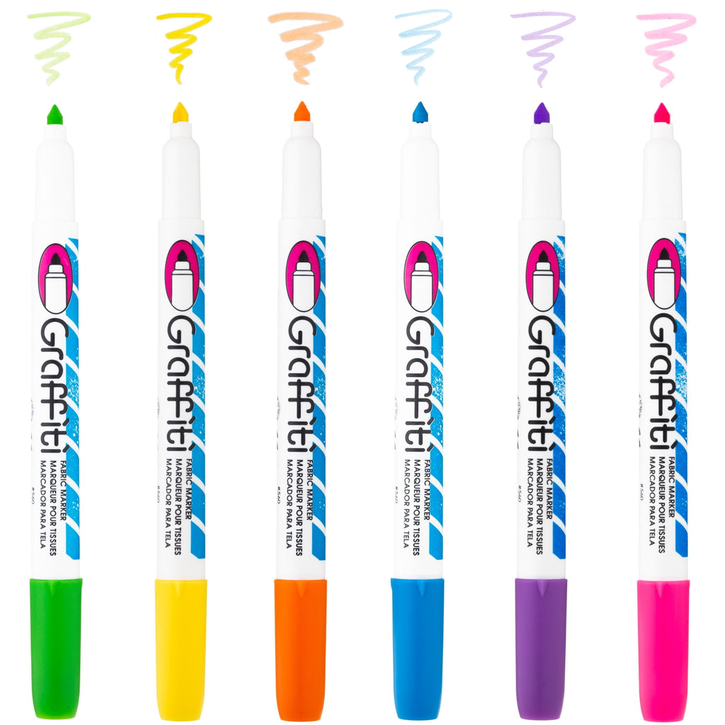 Neon Graffiti Fabric Marker Set - 6 Permanent Vibrant Colors - Image 3