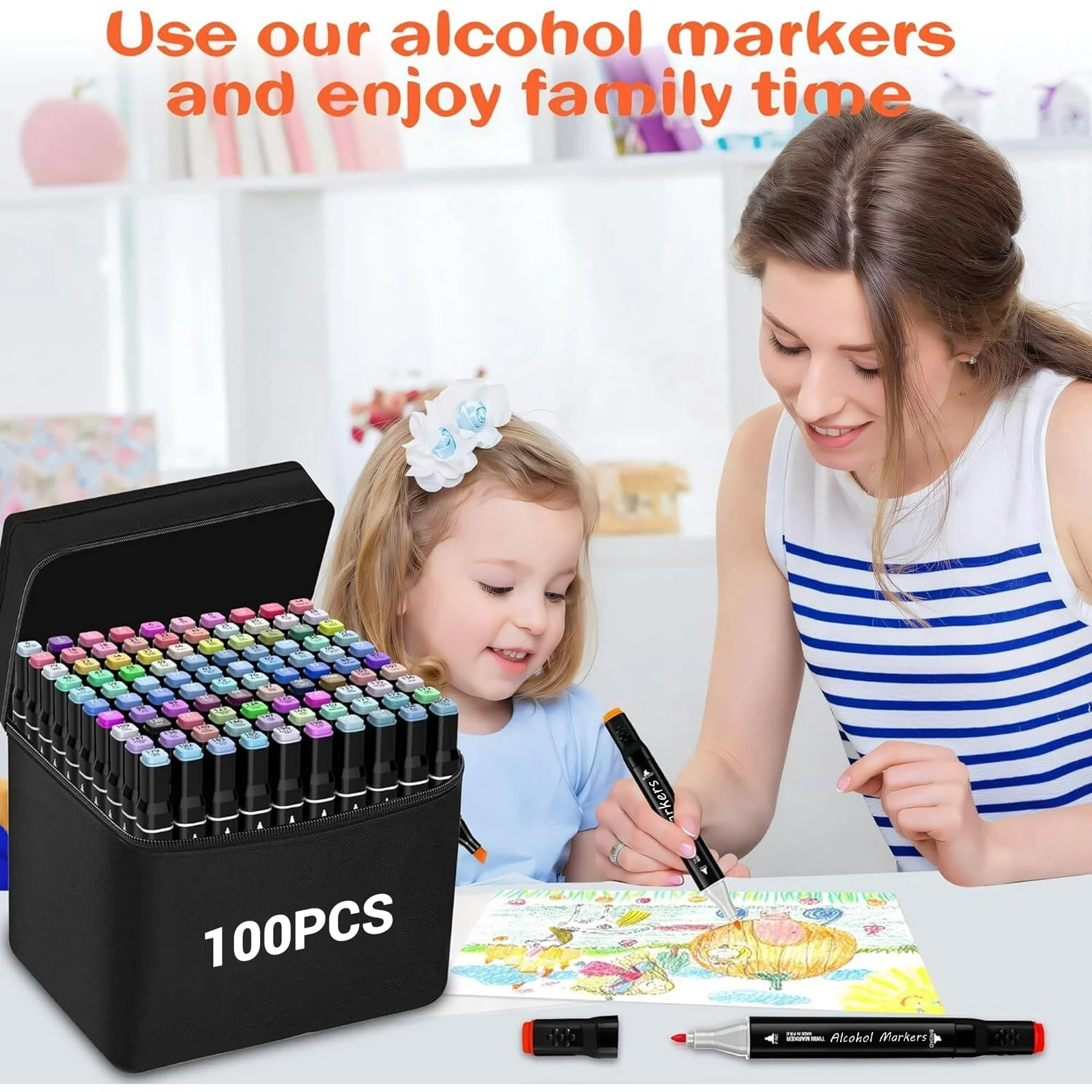 100 pcs Alcohol Markers Set, Double Ended Artist with Carrying Case Great for Coloring, Painting, Sketching, Card Mak... - Image 4