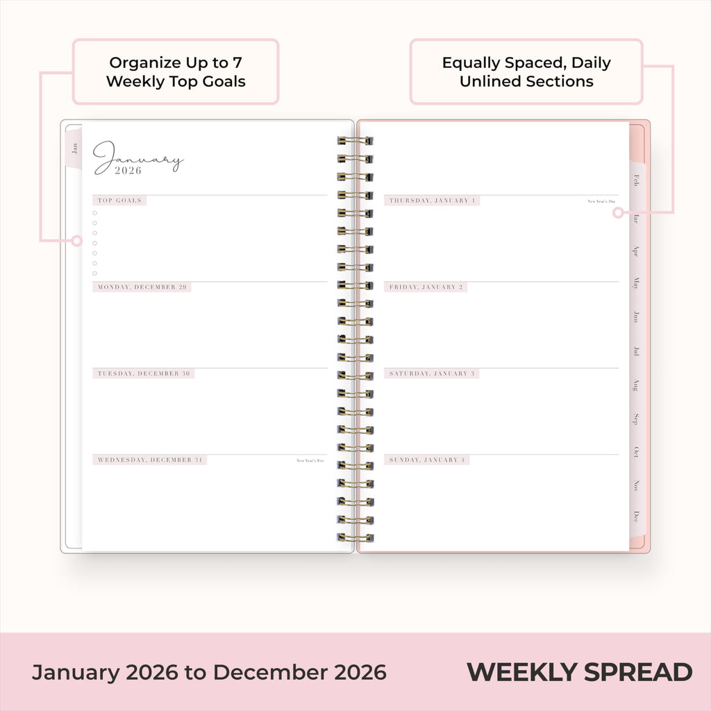 Blue Sky Rachel Parcell 2026 Weekly and Monthly Planner Calendar, January 2026 - December 2026, 5" x 8", Clear Pocket Cover, Durable Twin Wi - Image 3