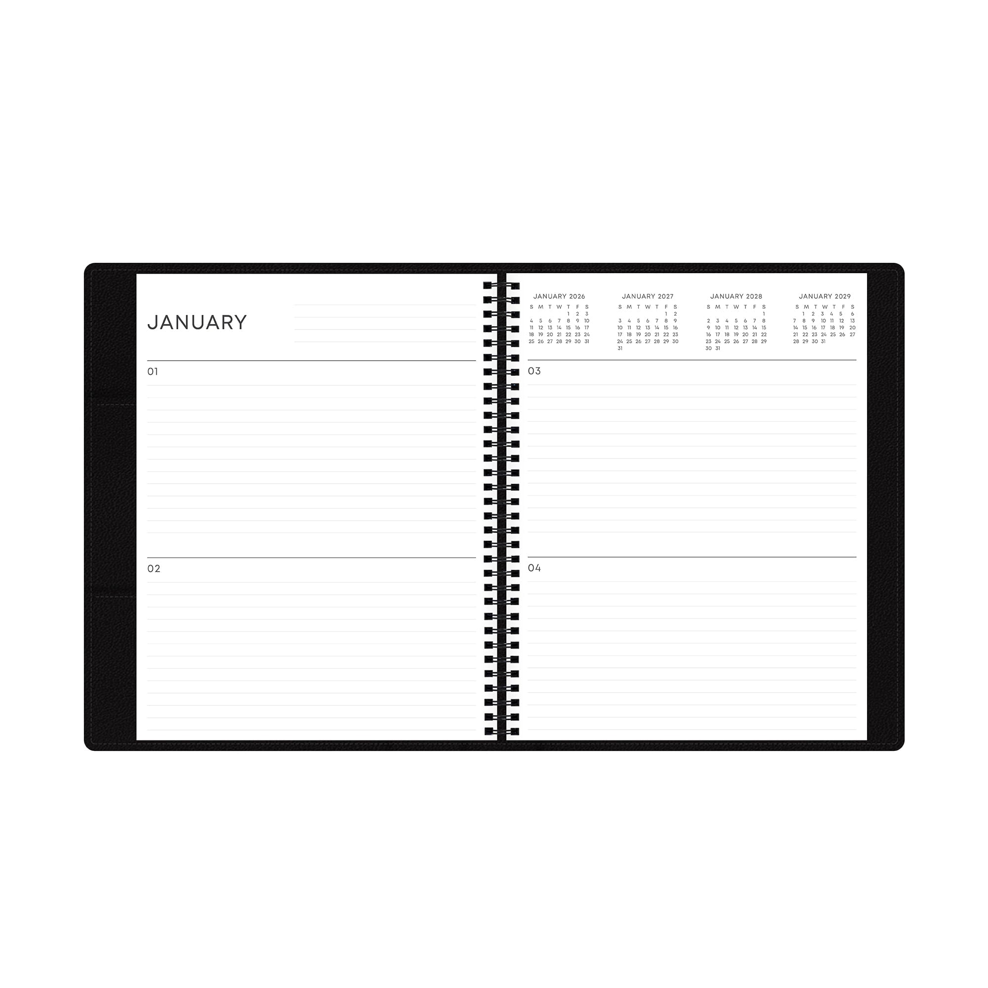 Perpetual Monthly Weekly Large Planner (8.5" x 11") Black January - December - Image 5