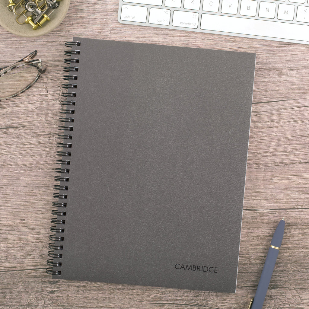 Business Notebook, 6.5" x 8.25", Gunmetal, Flexible Cover, Wirebound, 80 Sheets - Image 3