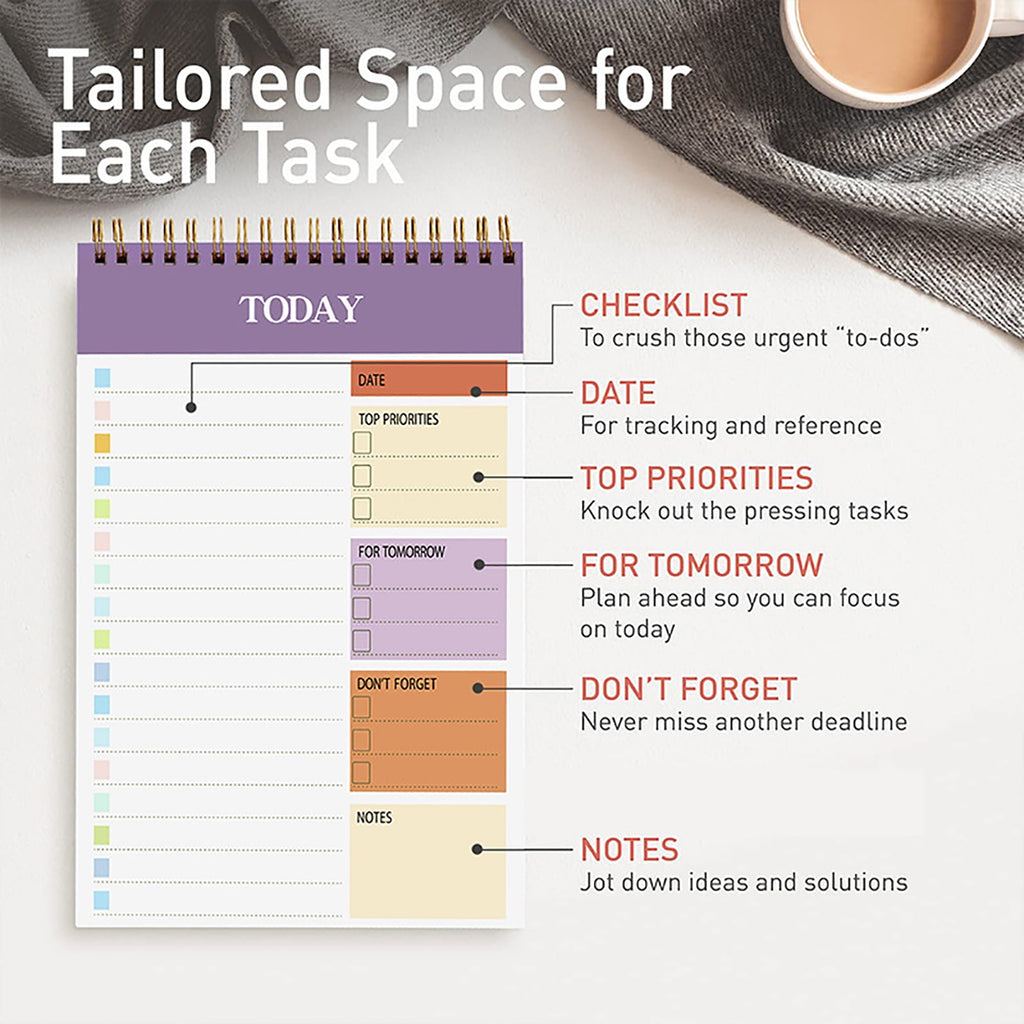 2 Pack A5 Daily Planner Notepad, 104 Pages, 8.66" x 5.51" To Do List Notepad - Image 3