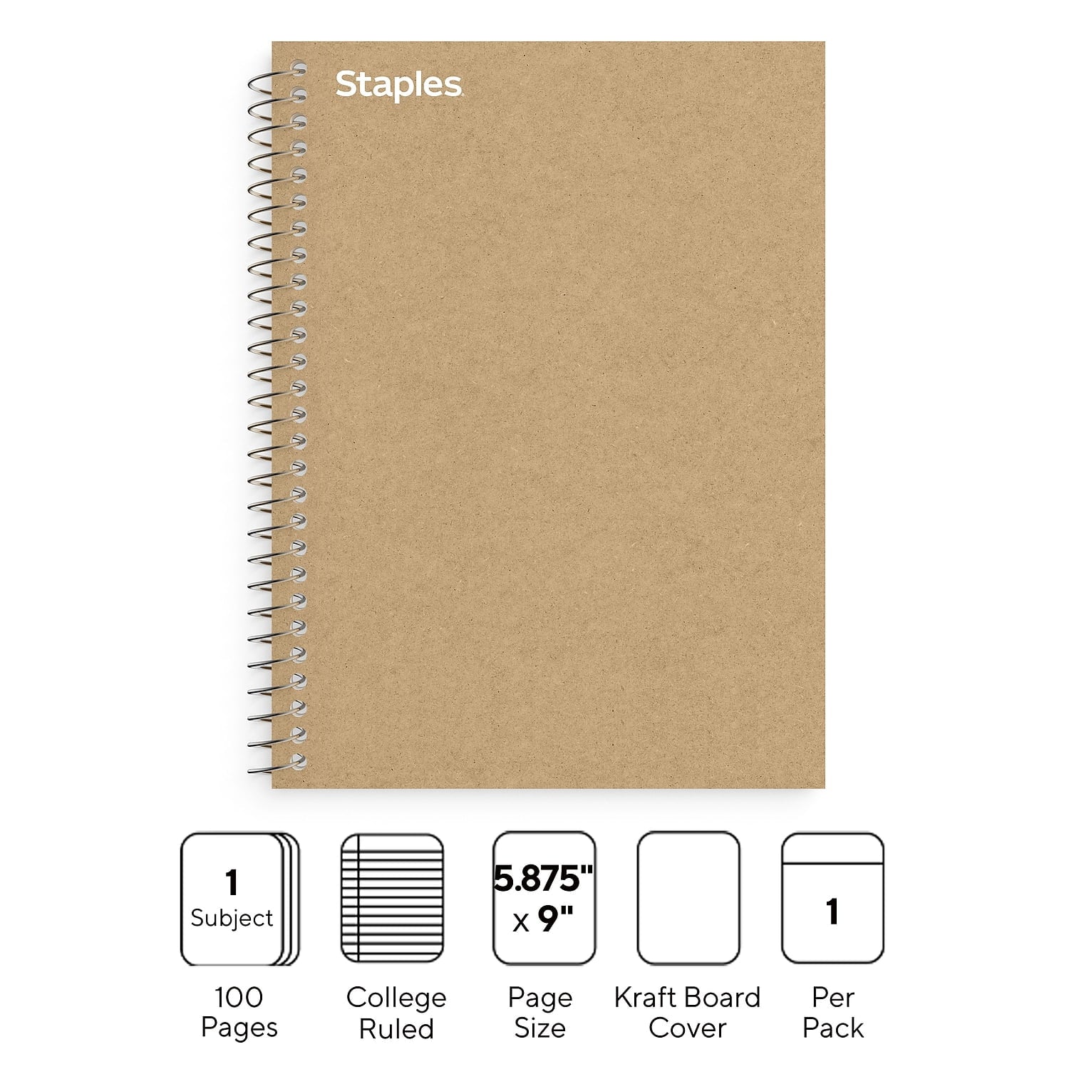Premium 1-Subject Notebook 5.875" x 9" College Ruled 100 Sheets Brown 3/Pack - Image 2
