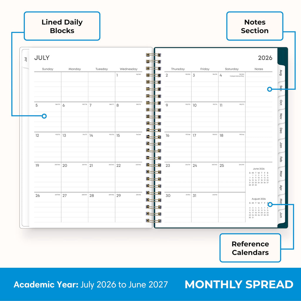 2026-2027 Weekly and Monthly Academic Year Planner Calendar, July 2026 - June 2027, 5.875" x 8.625", Flexible Cover, ... - Image 4