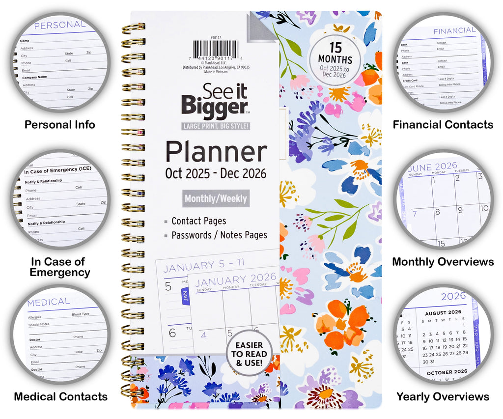 Monthly Weekly Planner Medium (5.5X 8.75) 15-Month, Oct 2025-Dec 2026 - Image 2