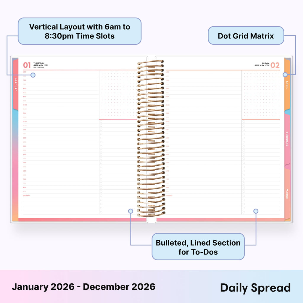 2026 Daily and Monthly Planner Calendar, January 2026 - December 2026, 7" x 9", Flexible Laminated Cover, Heavy Duty ... - Image 4