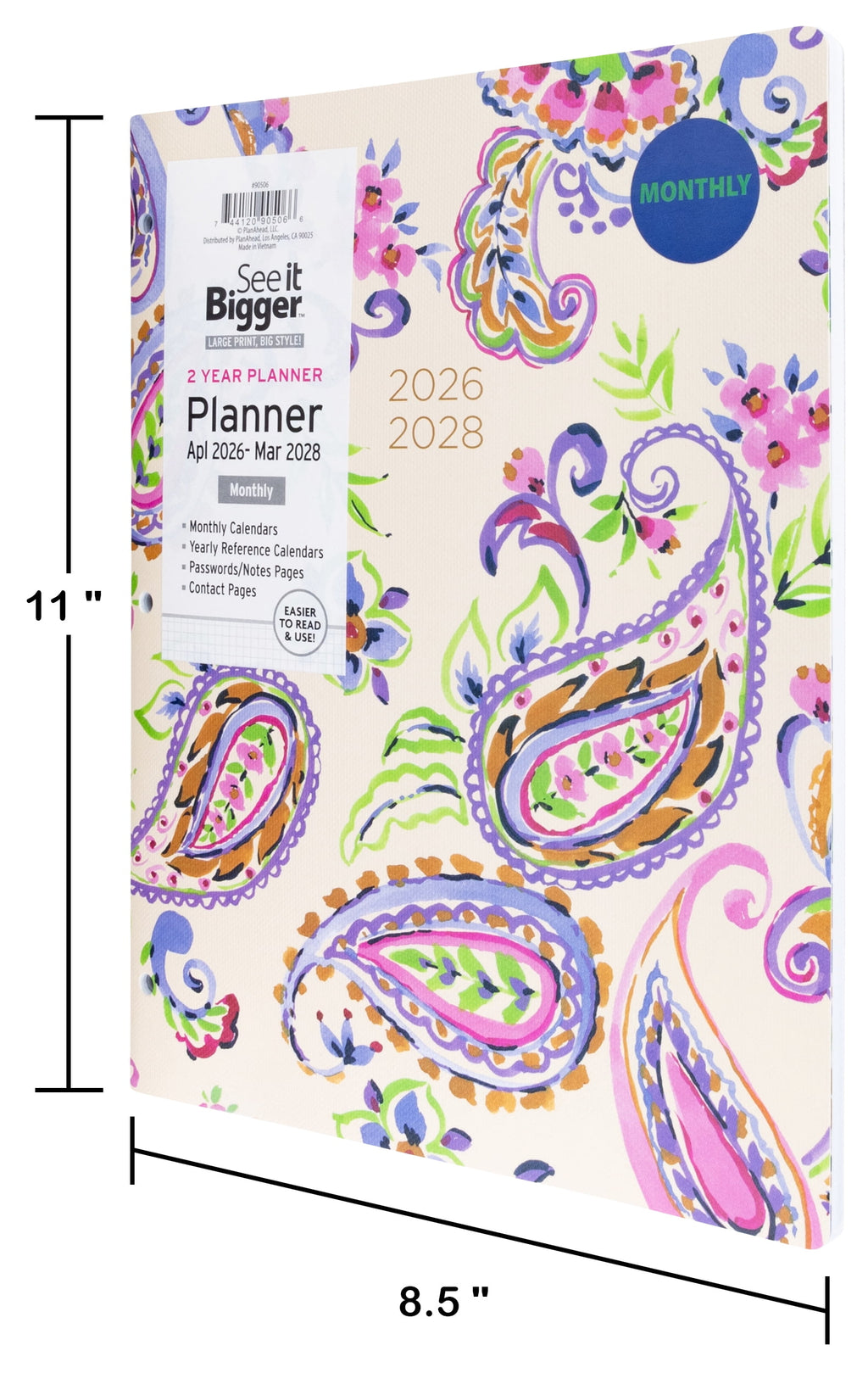 Monthly Planner, Large (8.5" x 11"), Paisley, 2-Year: Apr 2026 Mar 2028 - Image 6