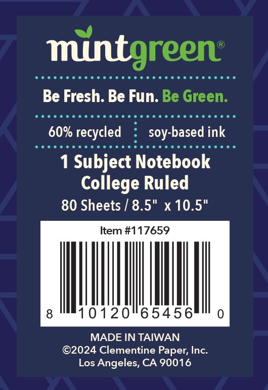 (2 pack) Mintgreen Spiral Bound 1 Subject Notebook College Ruled - Professional Series - 80 Sheets - 8.5 x 10.5in. - Image 6