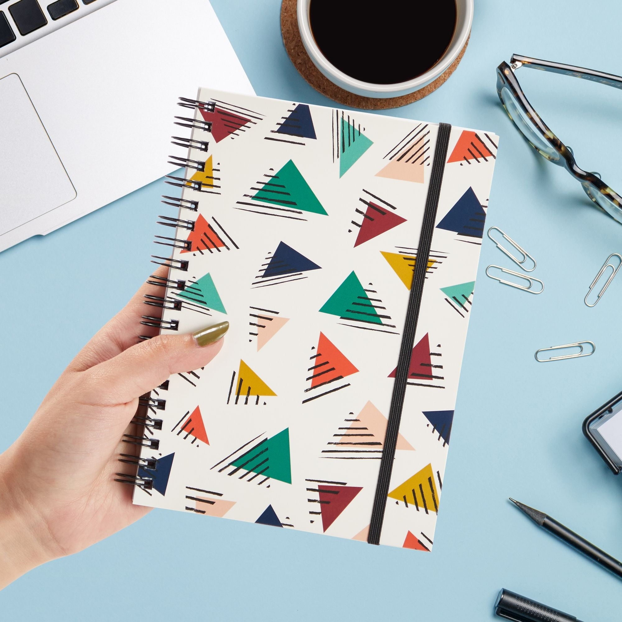 6 Pack 5x7 Spiral Notebooks with Pocket - Small Lined Journals with Elastic Closure for School, Work (6 Designs) - Image 2