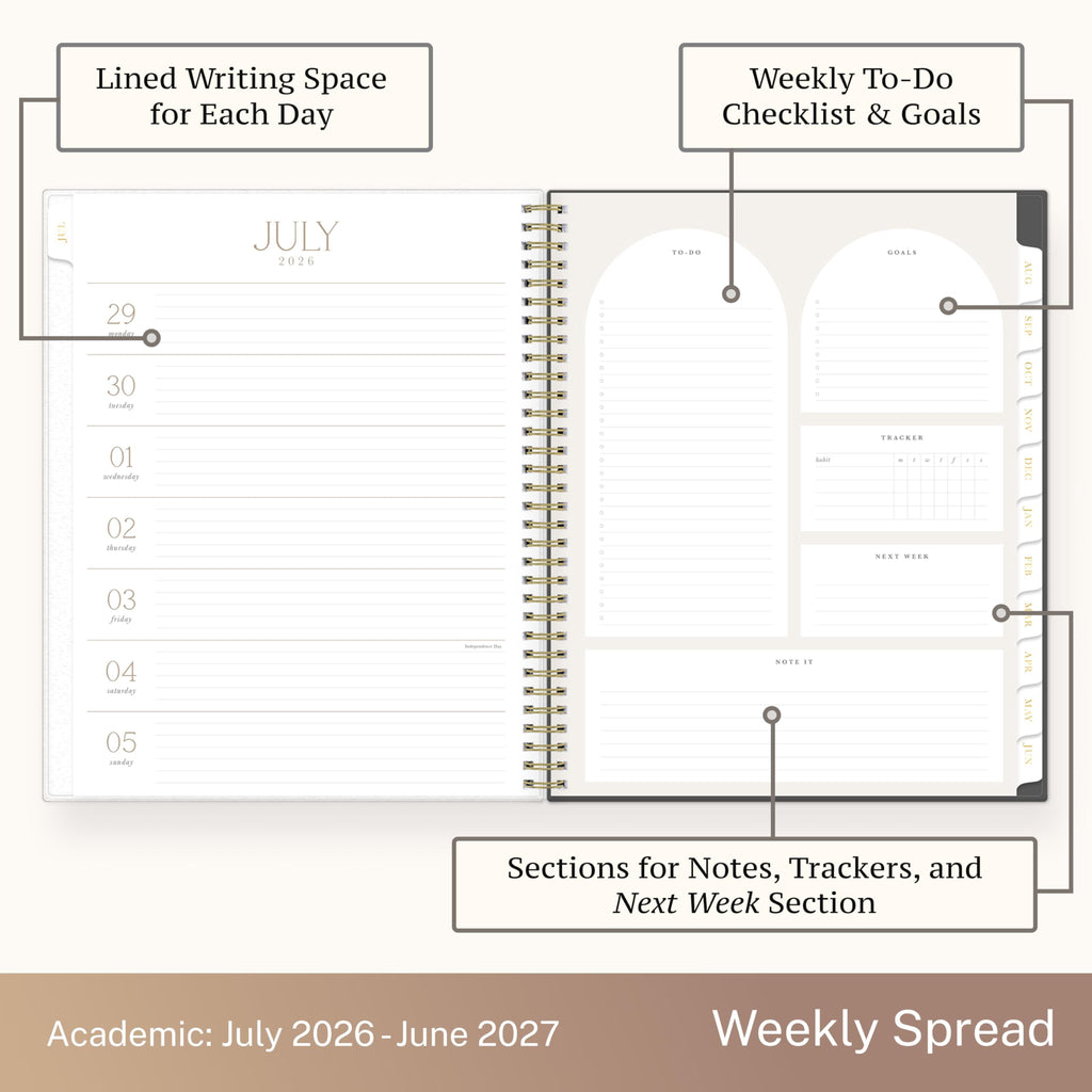 2026-2027 Academic Year Weekly and Monthly Planner, July 2026 - June 2027, 8.5 x 11, Flexible Cover, Laminated Tabs, ... - Image 4