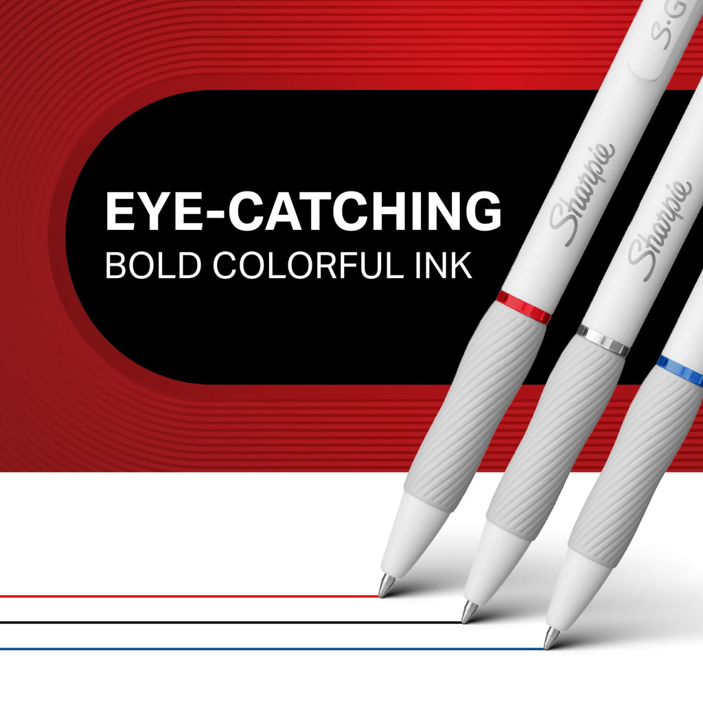 (3 pack) S-Gel, Gel Pens, Medium Point (0.7mm), Black, Red and Blue Gel Ink Pens, 4 Count - Image 4
