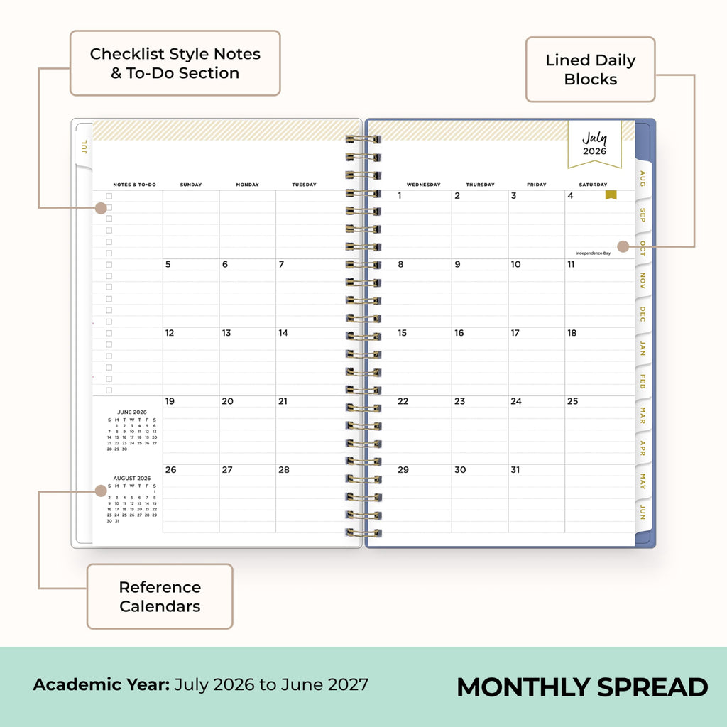 Blue Sky Day Designer 2026-2027 Weekly and Monthly Academic Year Planner Calendar, July 2026 - June 2027, 5" x 8", Clear Pocket Cover, Stora - Image 4