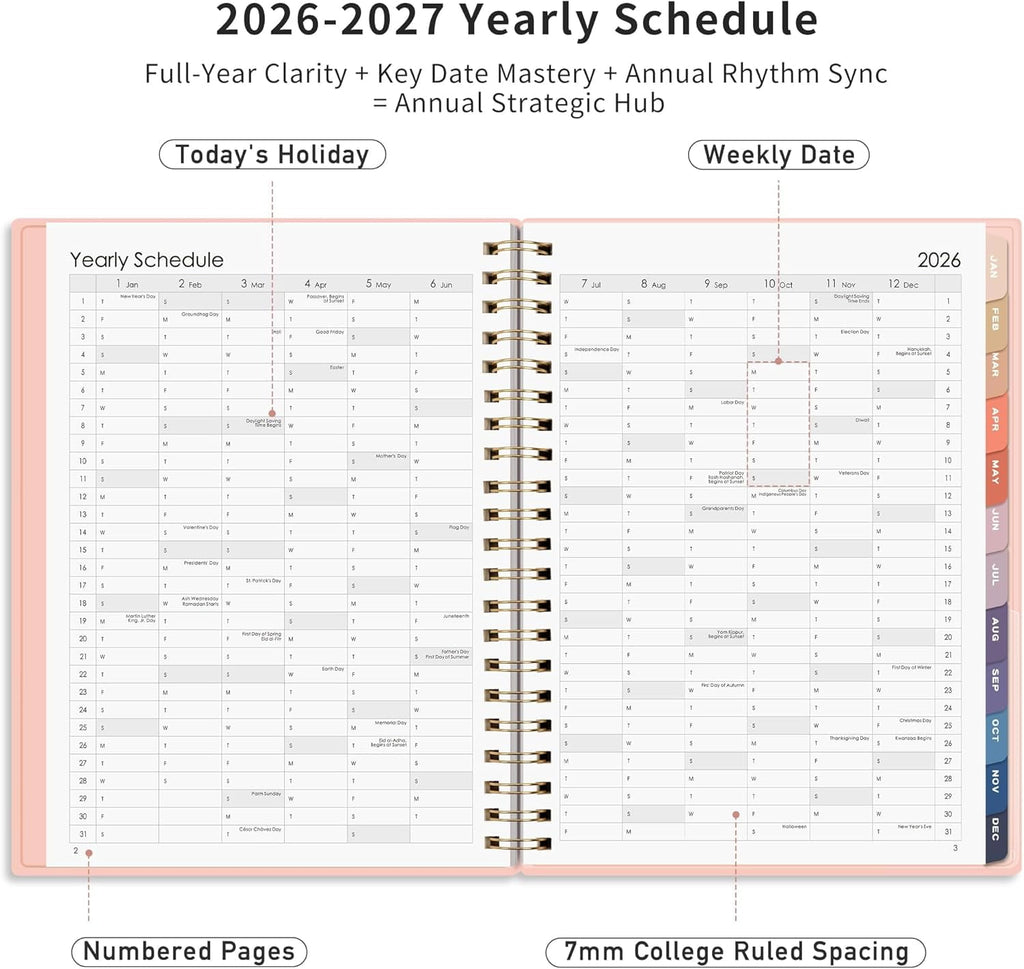 2026-2027 , Jan 2026 - Dec 2027, Agenda, Calendar, 24 Month Tabs, Flexible Plastic Cover, A5 - Image 4