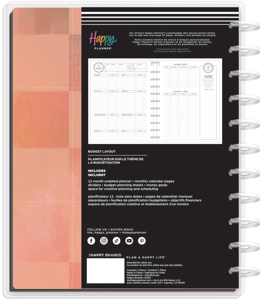 Happy Planner Big 12 Month Disc Bound Dated Planner-Textured Canvas Budget Jan '26 - Dec '26 - Image 4