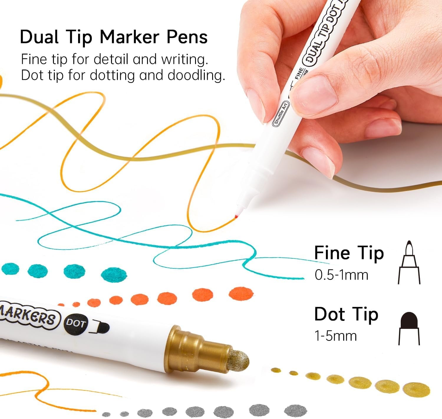 Odorless Dual Tip Dot Markers, Fine-Point, Assorted Colors, 18 Count Pack - Image 3