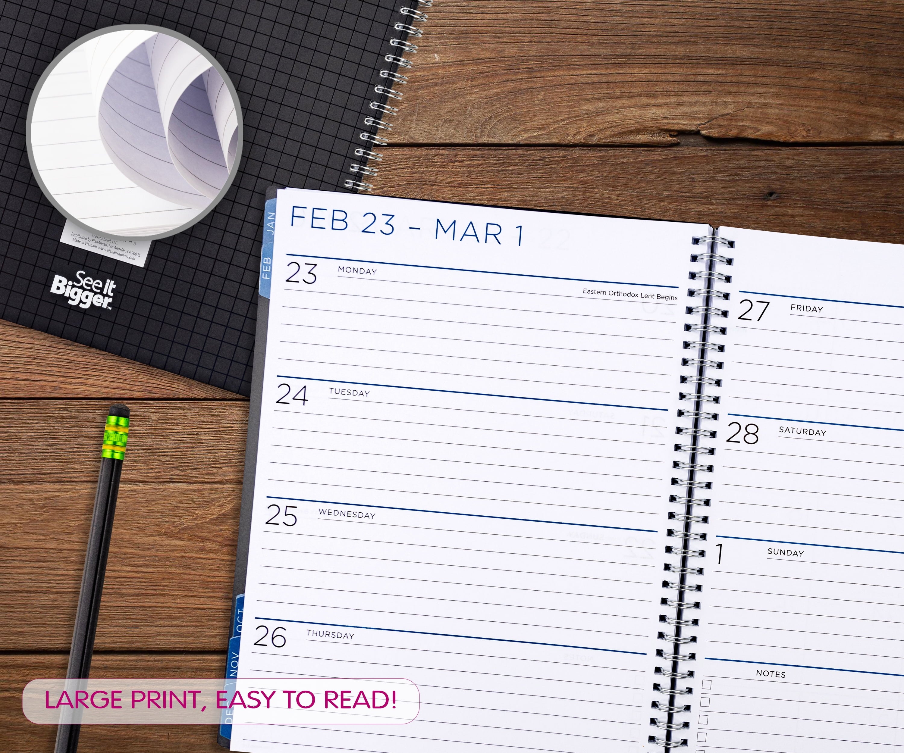 Monthly Weekly Planner Large (9" x 11") Black 15-Month, Oct 2025-Dec 2026 - Image 6