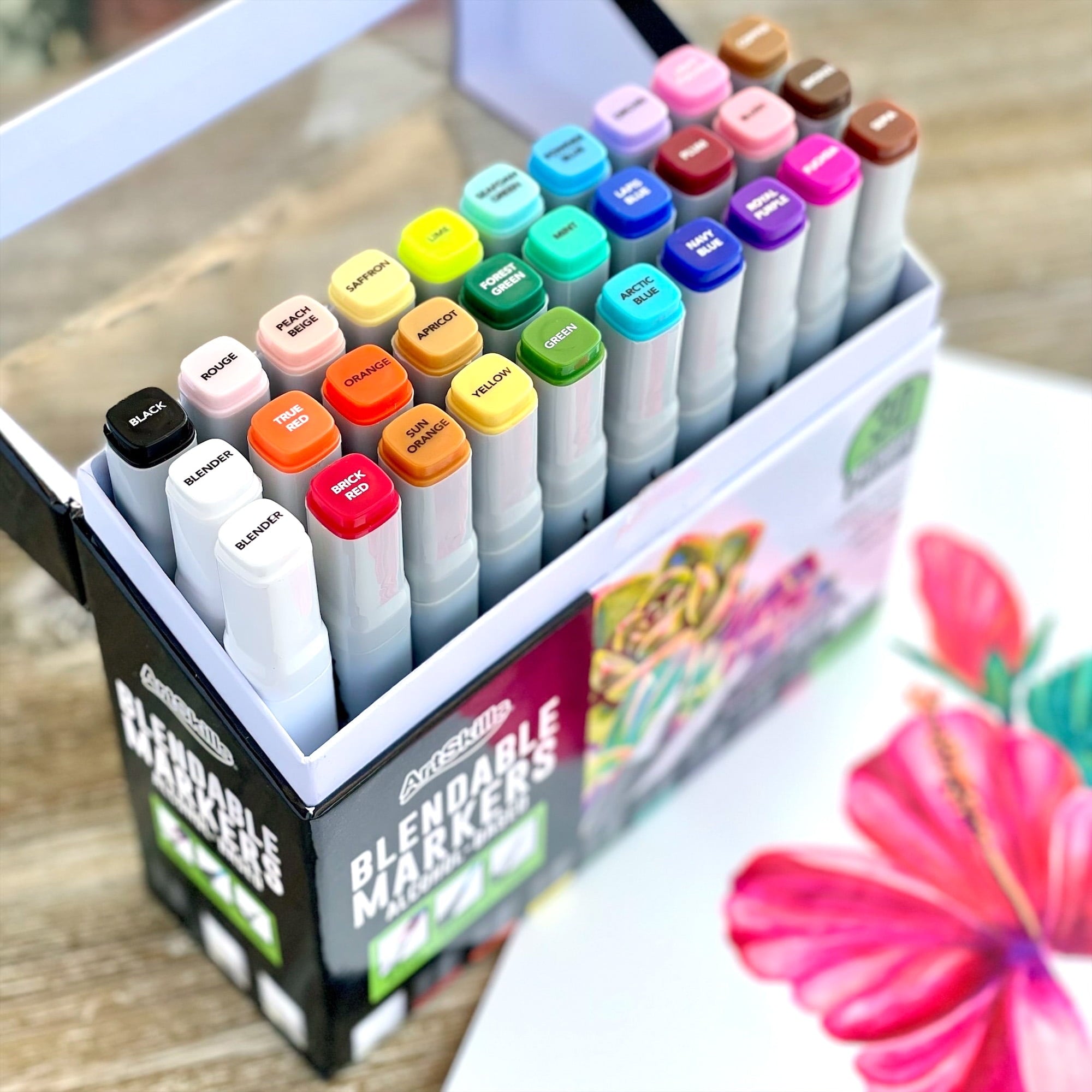Dual-Tip Blendable Alcohol Markers with Colorless Blenders, for Adults & Teens, 32 Count - Image 3
