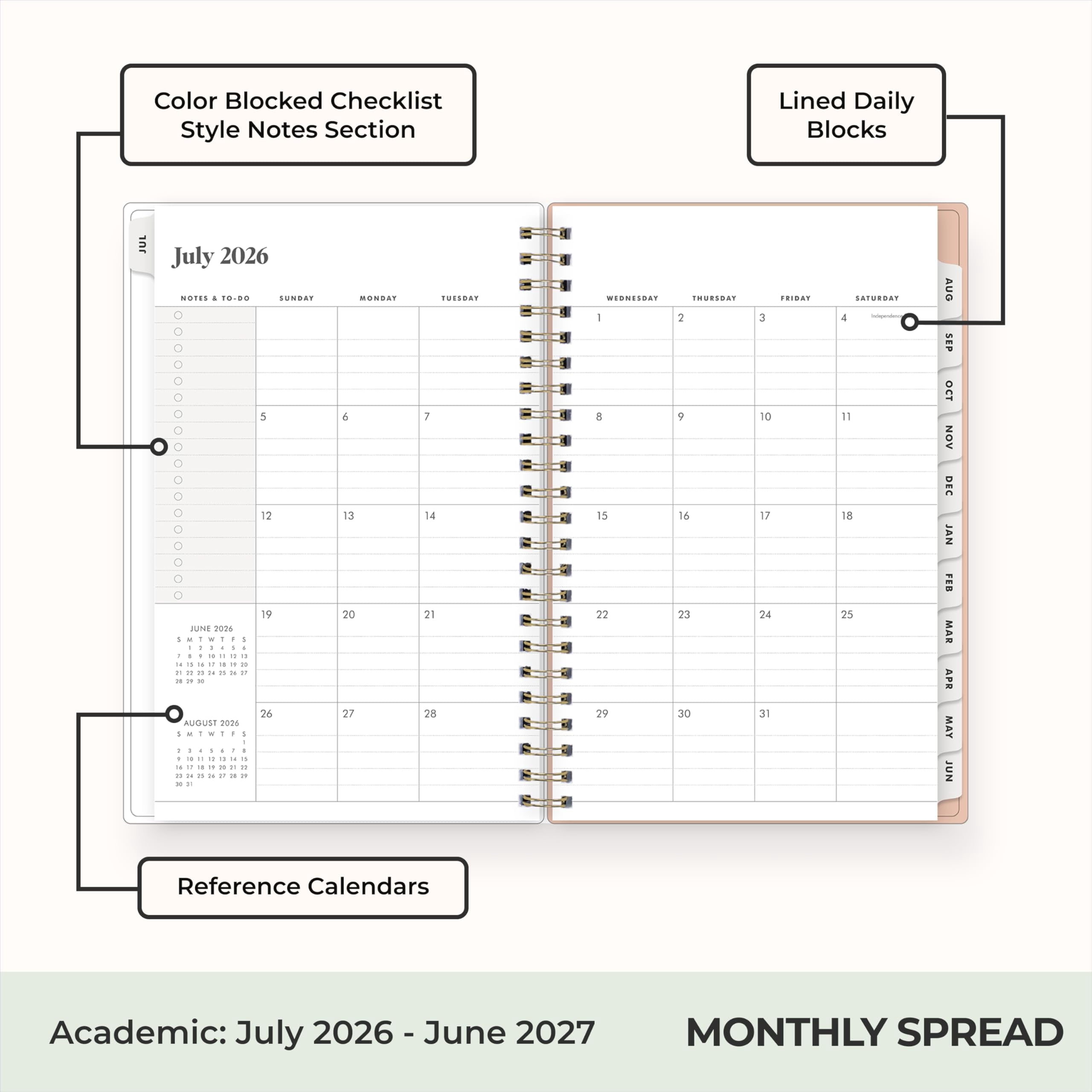 2026-2027 Weekly and Monthly Academic Year Planner Calendar, July 2026 - June 2027, 5" x 8", Flexible Cover, Wireboun... - Image 4