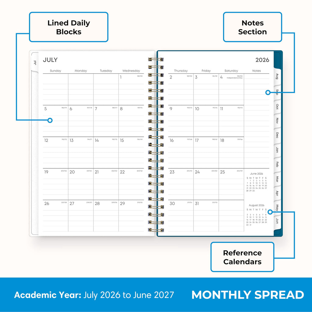 2026-2027 Weekly and Monthly Academic Year Planner Calendar, July 2026 - June 2027, 5" x 8", Flexible Cover, Wireboun... - Image 4