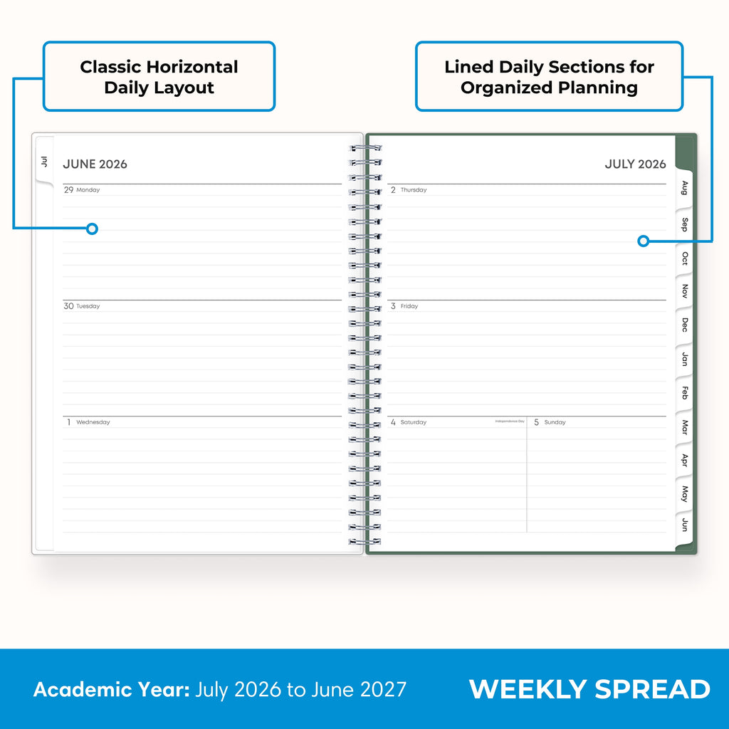 2026-2027 Weekly and Monthly Academic Year Planner Calendar, July 2026 - June 2027, 8" x 10.875", Flexible Cover, Wir... - Image 3