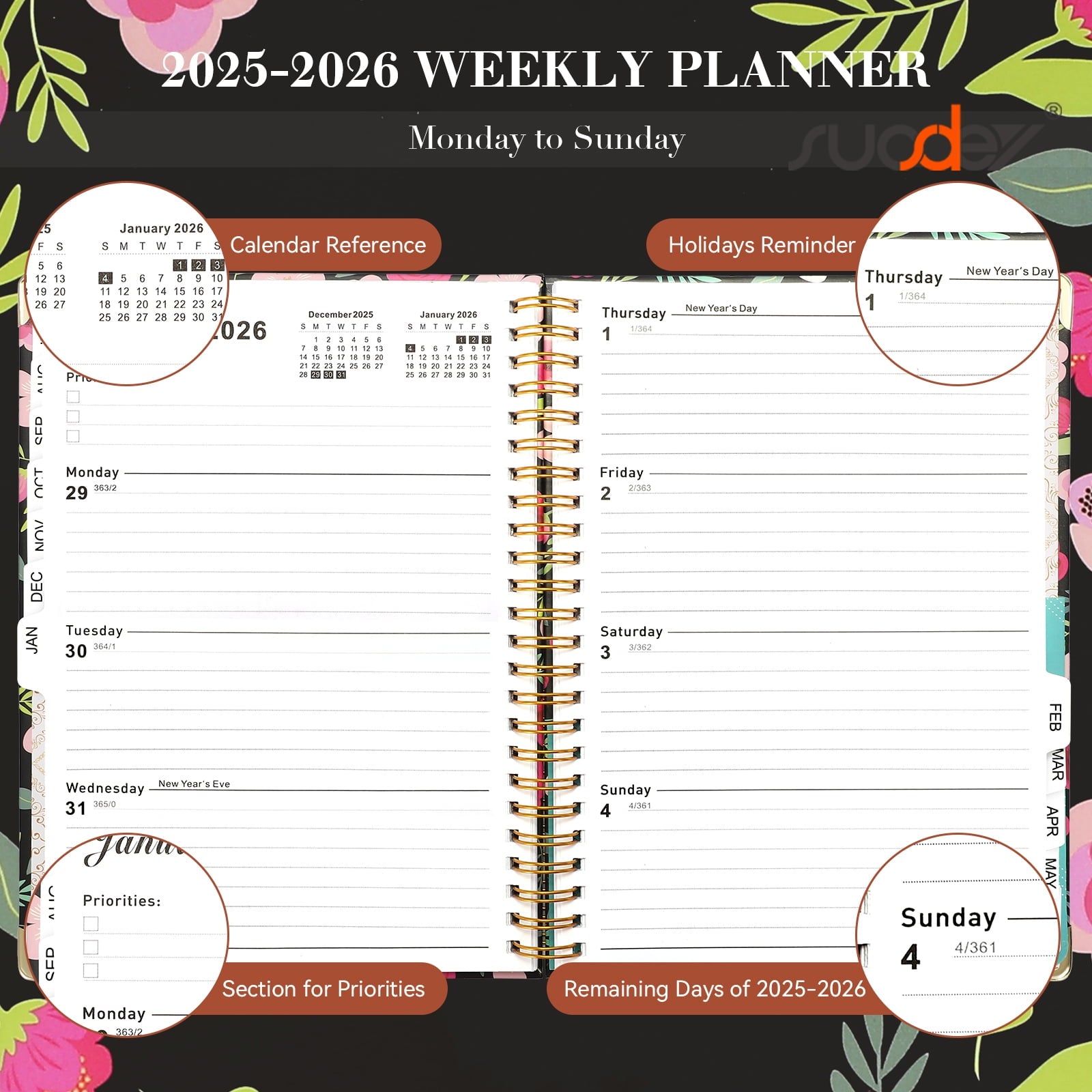 2026-2027 Planner Calendar Notebook (JUL.2026-JUN.2027,6.3"x8.5")Daily Weekly Monthly Agenda Planner for Women Men - Image 6