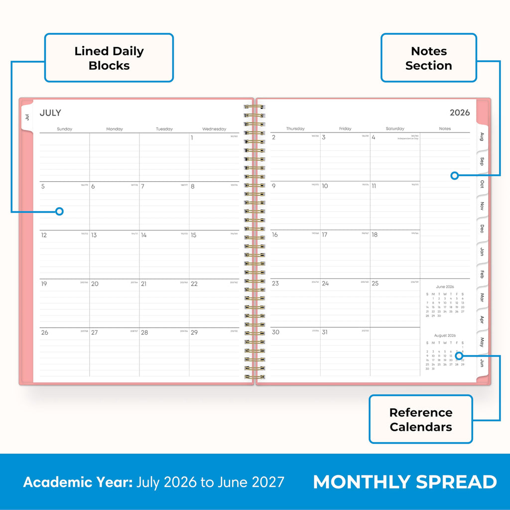 2026-2027 Weekly and Monthly Academic Year Planner Calendar, July 2026 - June 2027, 8.5" x 11", Flexible Cover With P... - Image 4