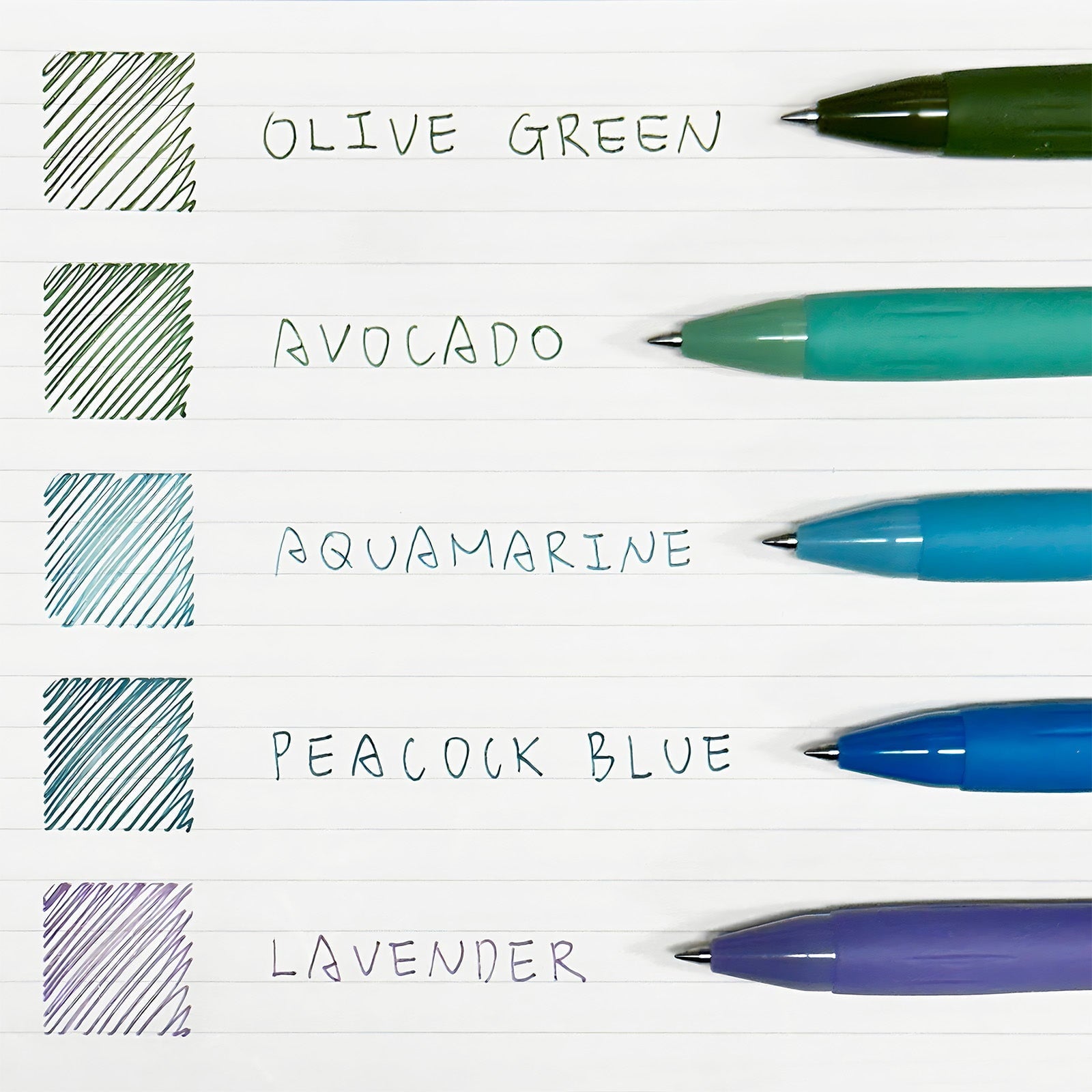Wrapables Multi-Color Retractable Gel Pen Set (5 pack), 0.5mm Fine Point, for Writing, Journaling, Drawing, Home and Office, Cool Artic - Image 3