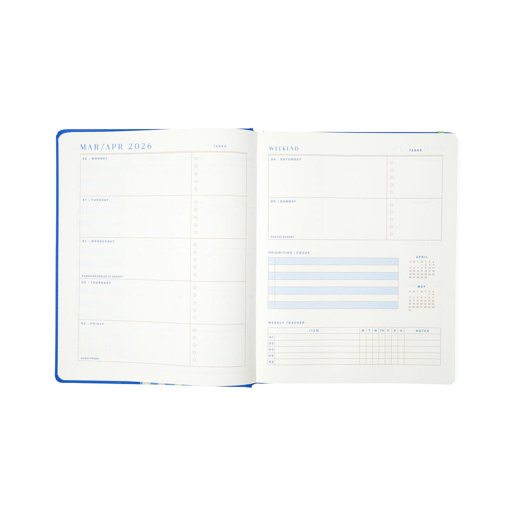 Think Ink Monthly Weekly 15 Month Blue Flower Vase April 2026 - June 2027 Planner - Image 4