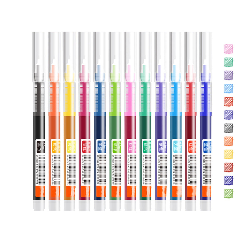 point Set, 12 Pieces Rolling 0.5 Mm Japanese Fast Drying Point Liquid Ink Glossy Writing For Office Supplies - Image 2
