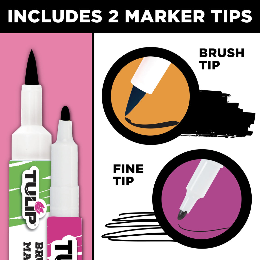 Tulip Fabric Markers 2 Piece, Black, Fine Tip and Brush Tip Permanent - Image 5