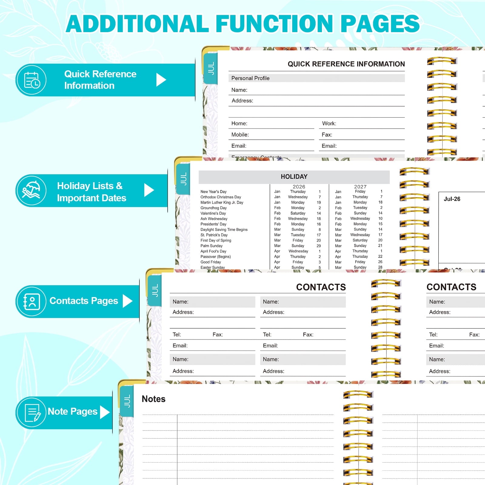 Planner 2026 2027, Hardcover Academic Planner 5.8" x 8.3", Planner 2026 2027 Weekly and Monthly Jul.26 - Jun.27, with... - Image 4