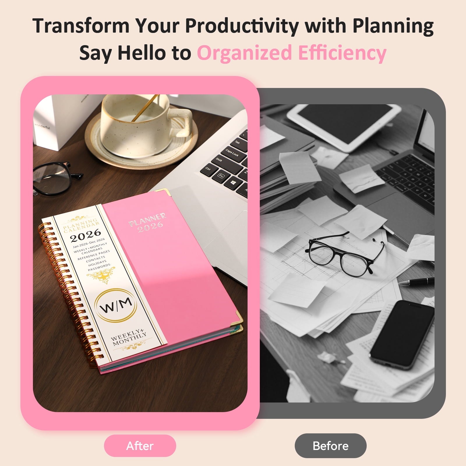 2026 Planner(Jan-Dec.2026,6.3"x8.5"),Annual Weekly Monthly Planner with Calendar Tabs,Agenda Schedule Planner for Sch... - Image 6