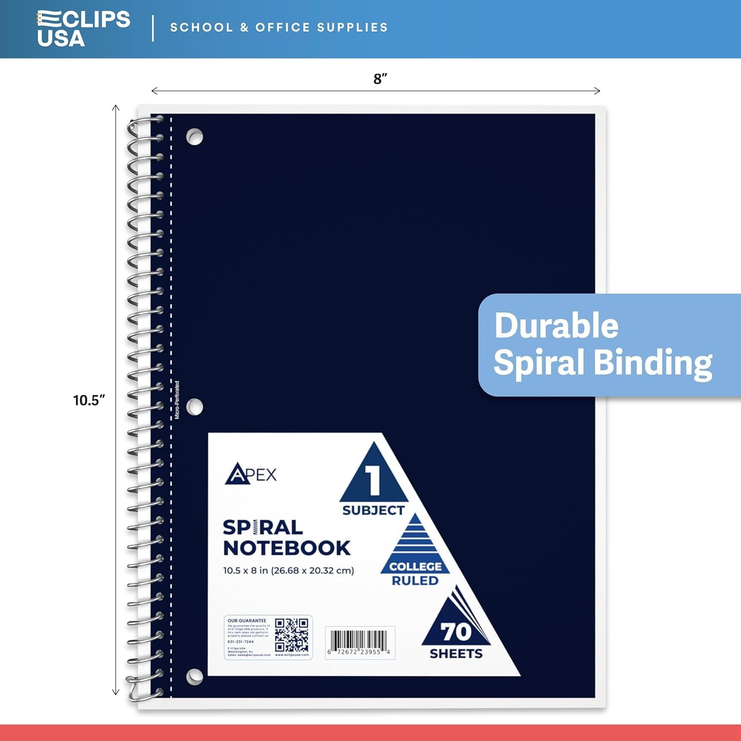 70-Sheet Spiral Notebook with Perforated Sheets, 6 Assorted Colors, 12-Pack - Image 2