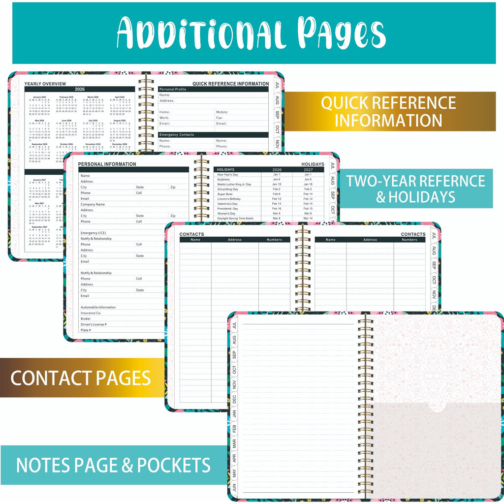 Daily Planner 2026-2027, 6.2 x 8.5 Inch Weekly & Monthly Organizer, Hardcover Agenda with Tabs & Notes - Image 4