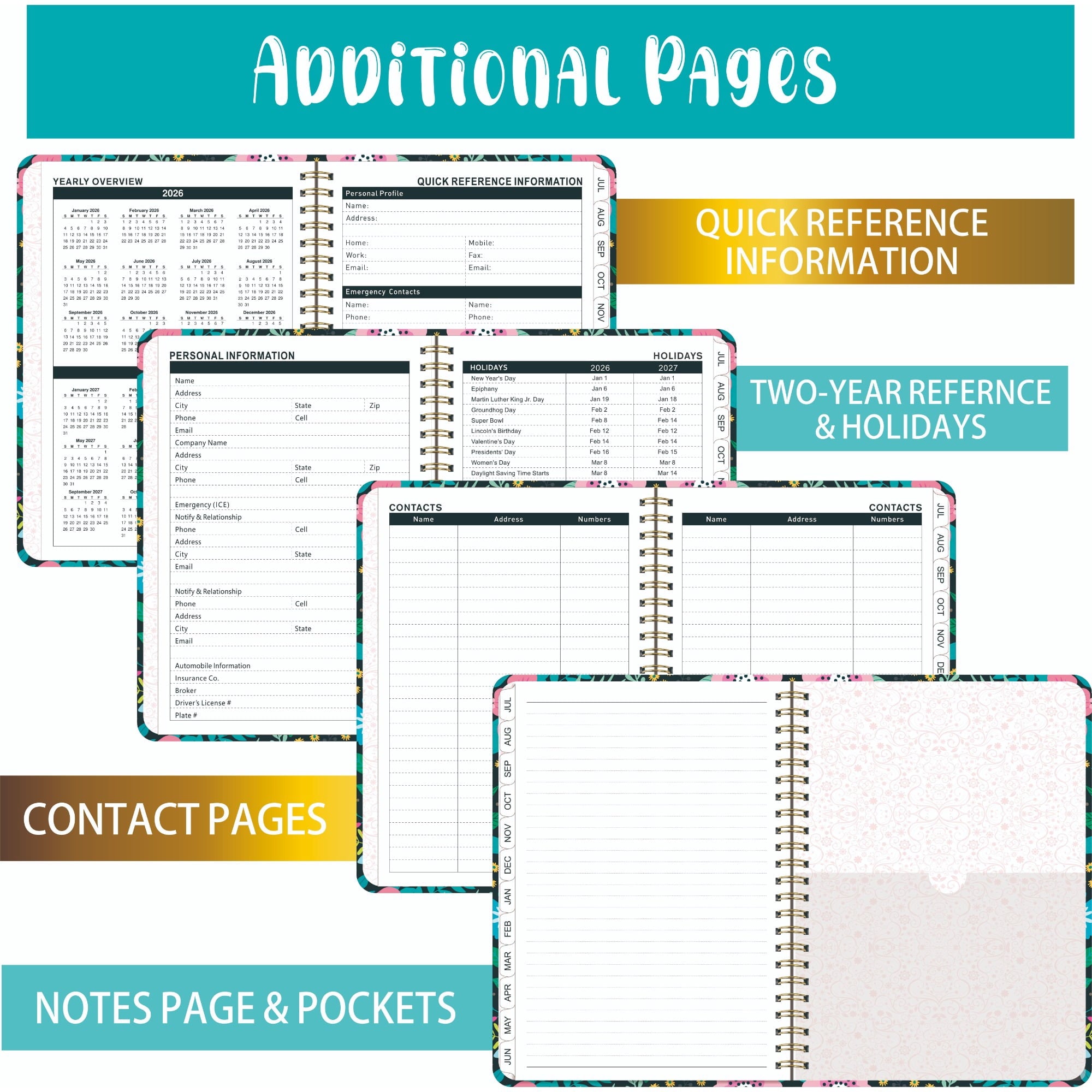 Daily Planner 2026-2027, 6.2 x 8.5 Inch Weekly & Monthly Organizer, Hardcover Agenda with Tabs & Notes - Image 4