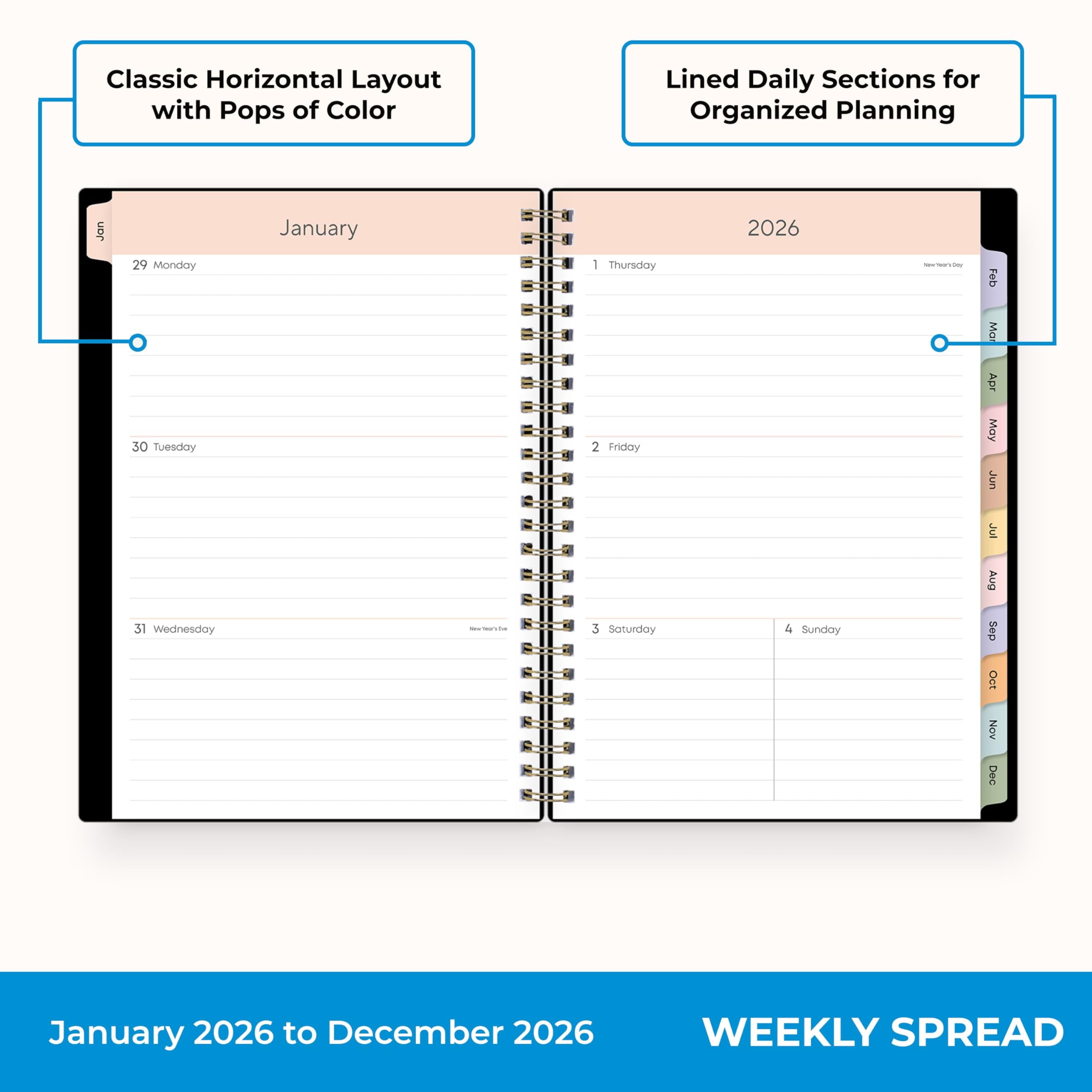 2026 Weekly and Monthly Planner Calendar, January 2026 - December 2026, 5.875 x 8.625, Flexible Cover, Storage Pocket... - Image 3