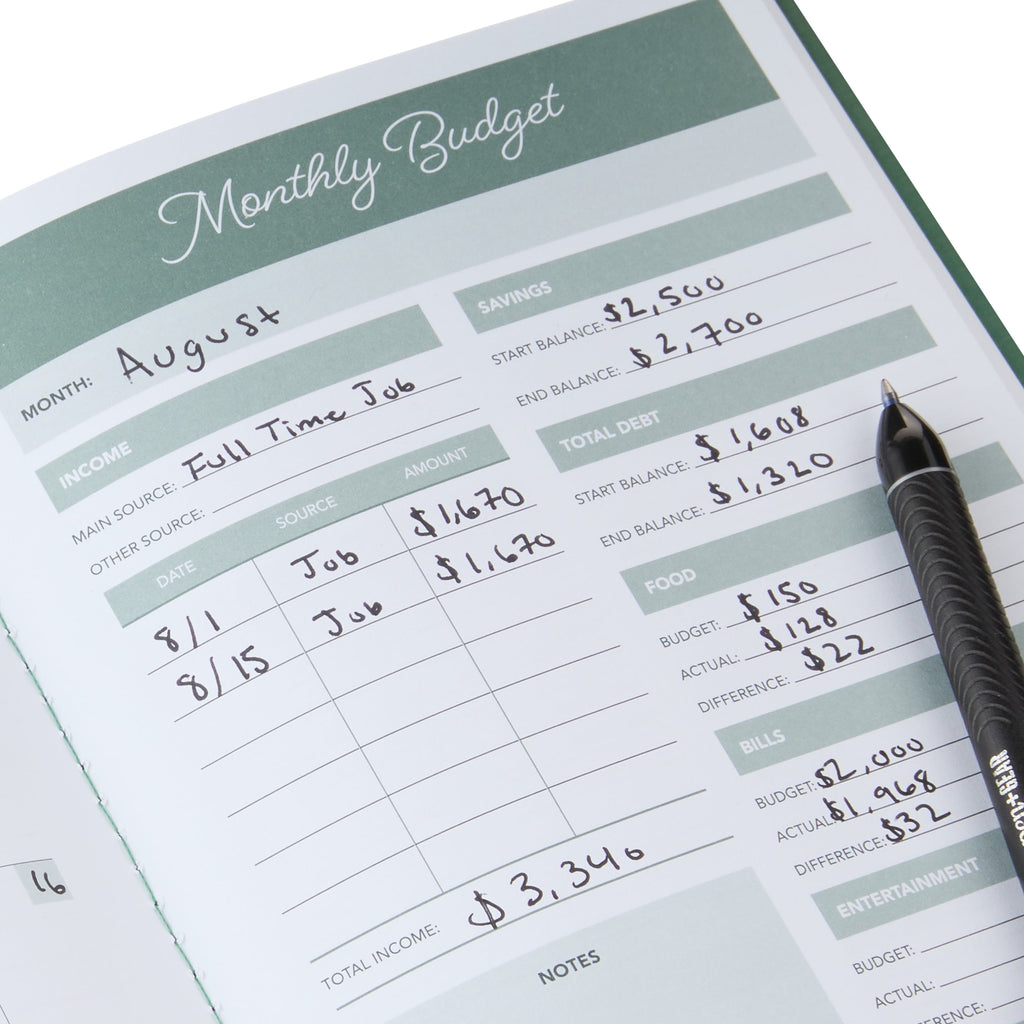 Pen + Gear Monthly Small (5.5" x 7.5") Green, 12 Month Budget Planner - Image 3