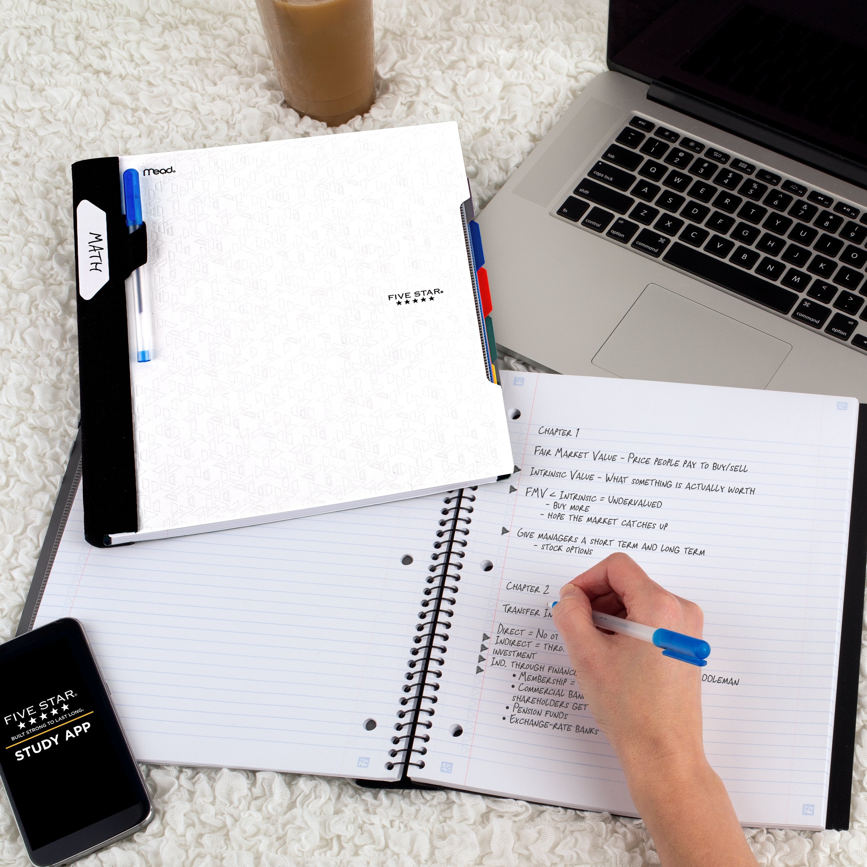 5 Subject College Ruled Notebook Plus Study App, 8.5" x 11", White, Poly, Spiral, 200 Sheets - Image 6