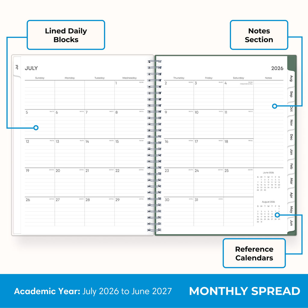 2026-2027 Weekly and Monthly Academic Year Planner Calendar, July 2026 - June 2027, 8" x 10.875", Flexible Cover, Wir... - Image 4