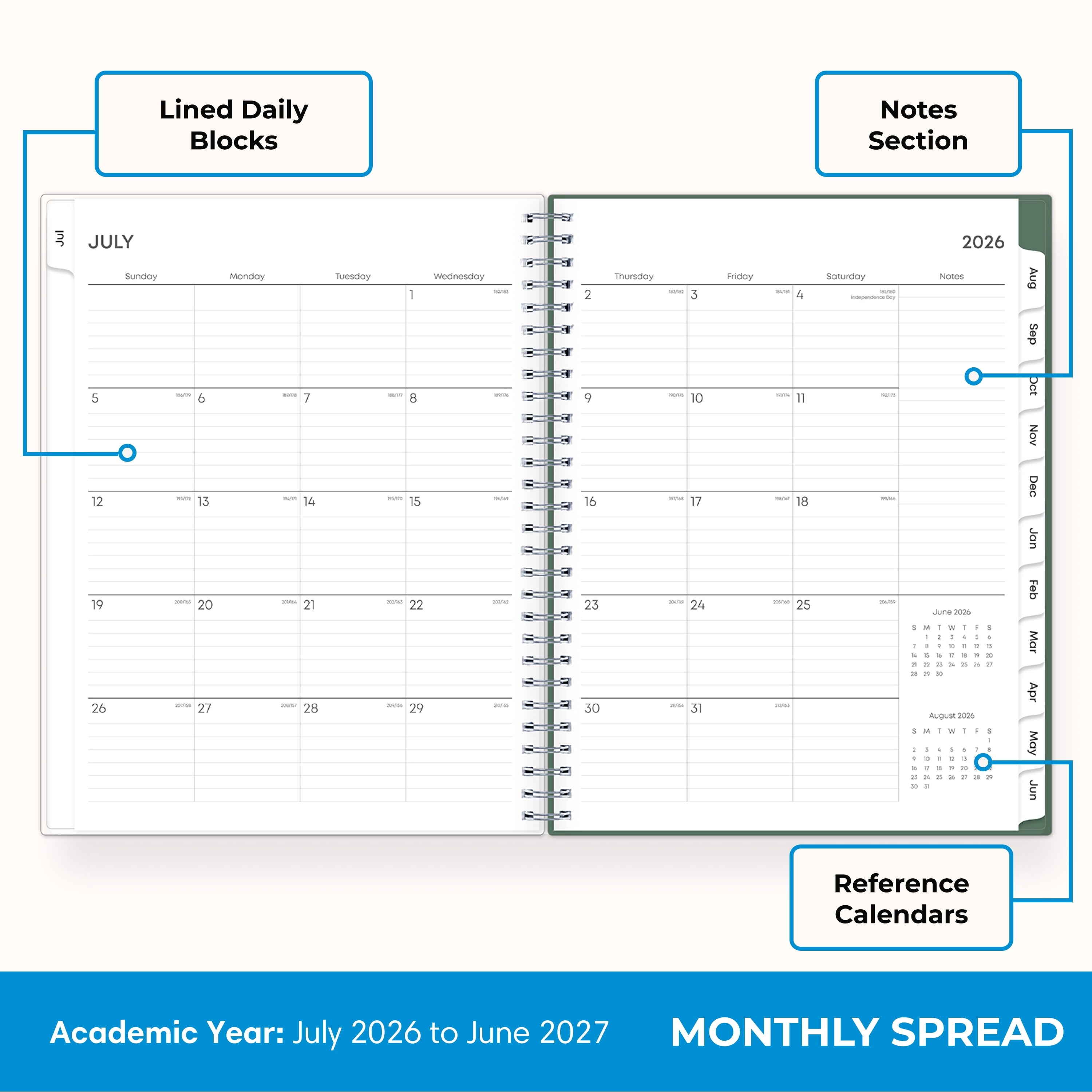2026-2027 Weekly and Monthly Academic Year Planner Calendar, July 2026 - June 2027, 8" x 10.875", Flexible Cover, Wir... - Image 4