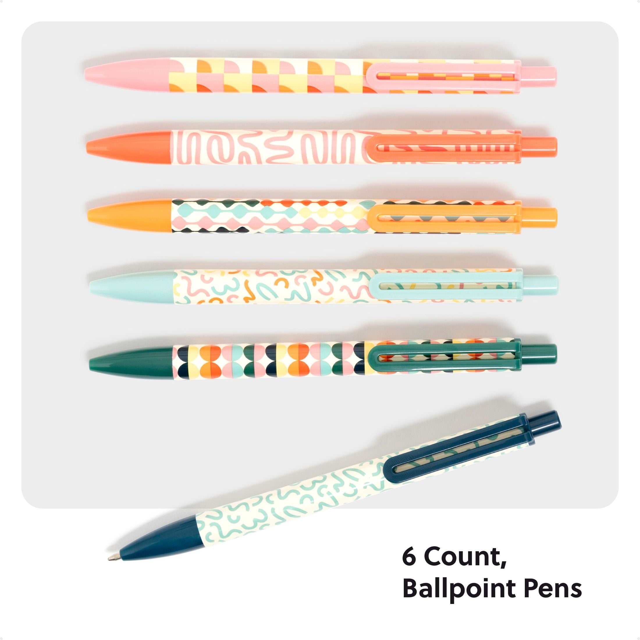Laguna Ballpoint Pens, 6 Count, Colorful Cubist, Bold (1.0mm) Point, Black Ink - Image 2