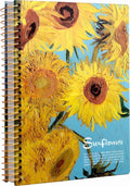 Large Spiral Notebook, B5, 8x10, Big, Hardcover, Lay-flat, Lined, Van Gogh Sunflower