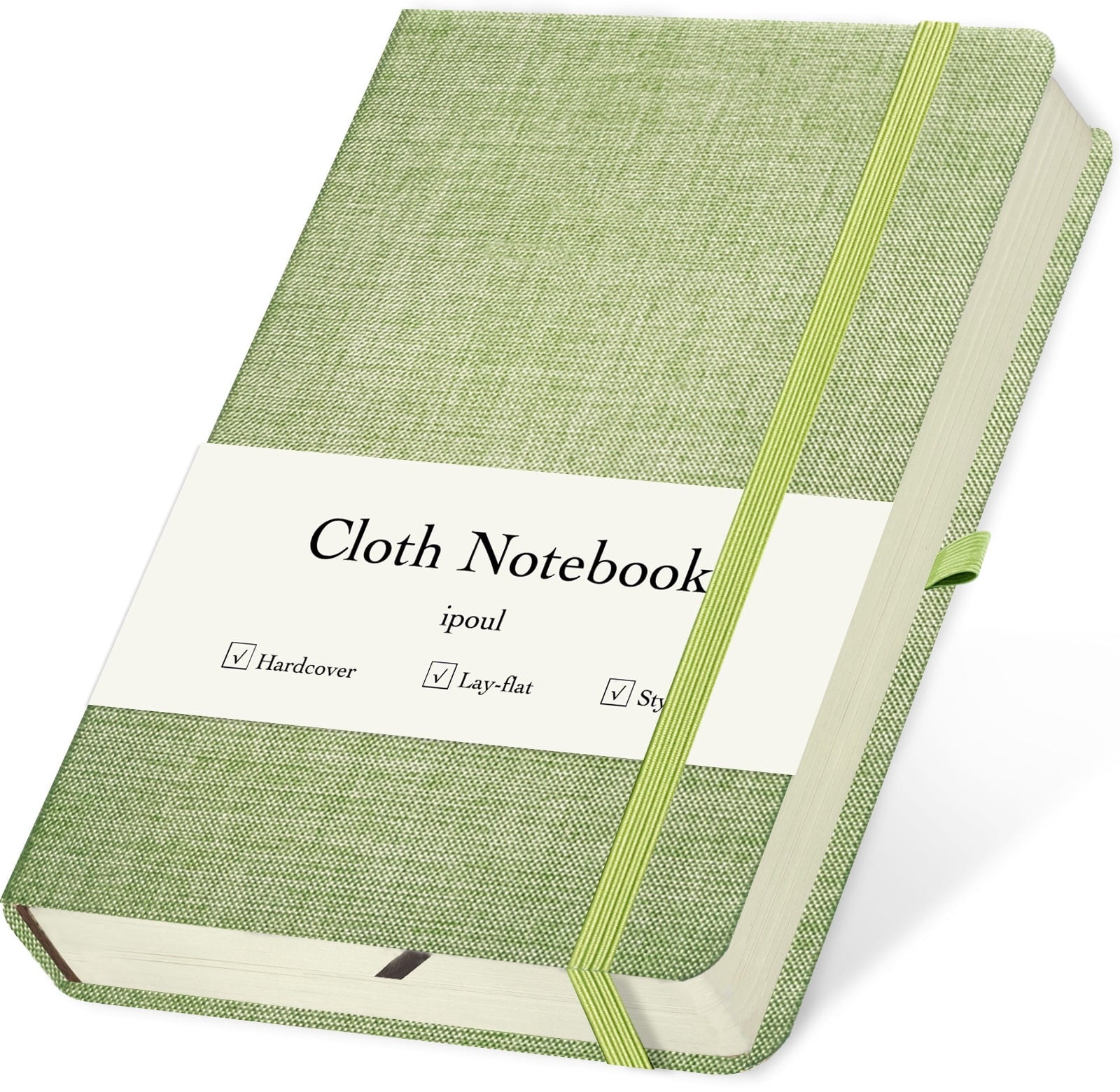 Linen Notebook, College Ruled, Hardcover, Lay Flat, B6, Small, 5x7, Thick, 100gsm, Green, Journal for Study, Office, ...
